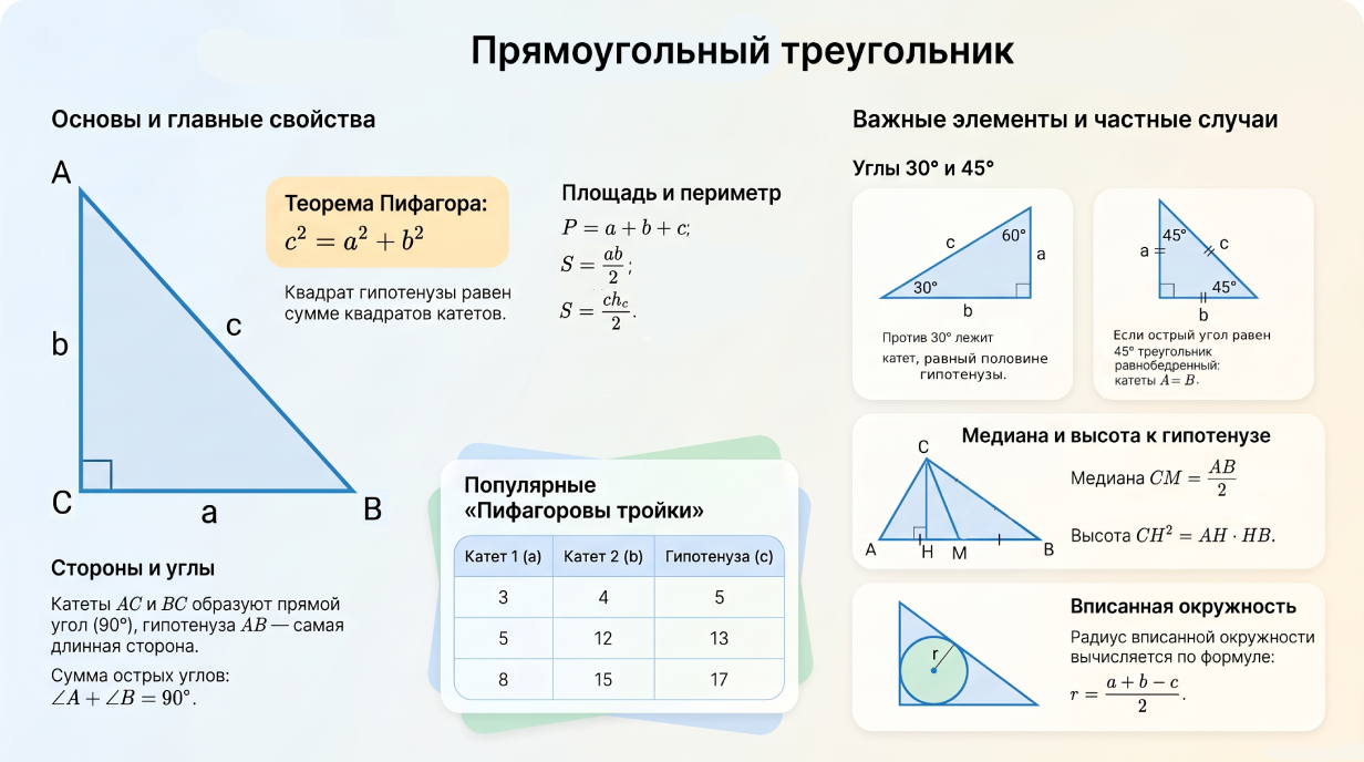 Прямой треугольник инфографка