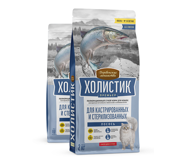 Сухой корм для стерилизованных и кастрированных кошек, лосось