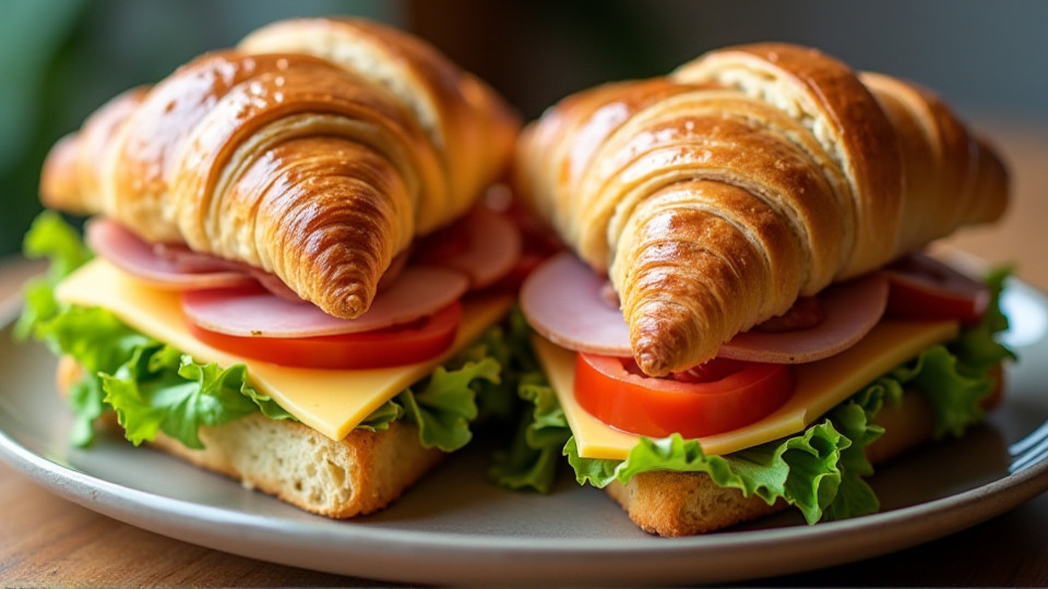 Сэндвичи-круассаны с колбасой и сыром