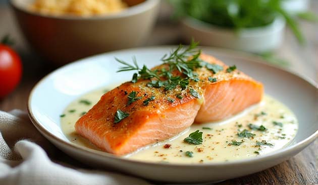 Запеченная рыба в соусе бешамель