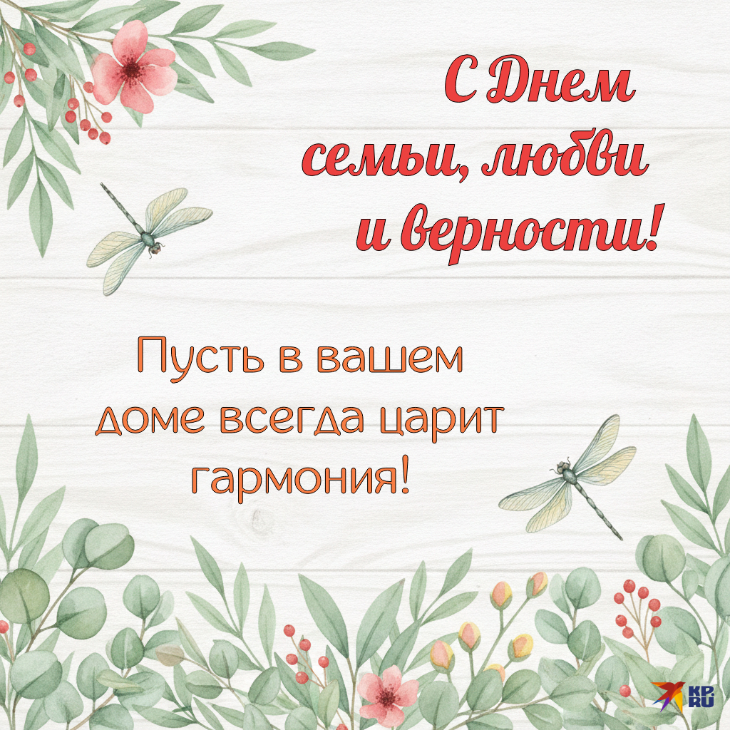 Красивые открытки на День семьи, любви и верности с поздравлениями