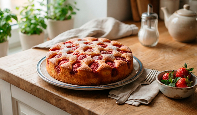 Шарлотка с клубникой