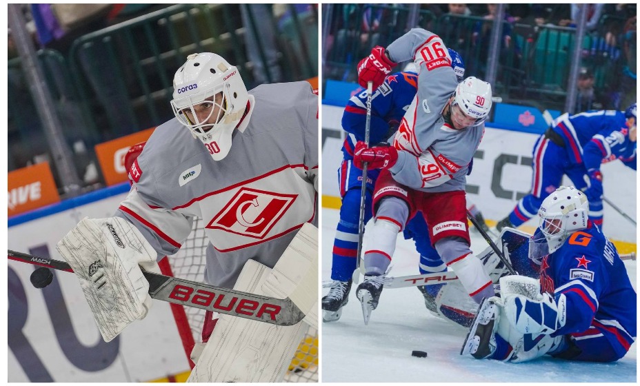 Героем матча против СКА стал вратарь «Спартака» Рибар. Фото: Соцсети ХК «Спартак»